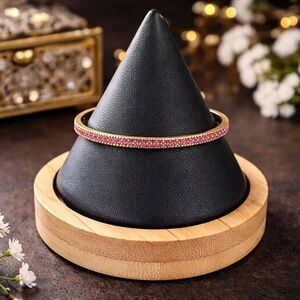 Heidi Daus Pink Crystal Bangle Bracelet Rhinestone Gold Tone Stackable